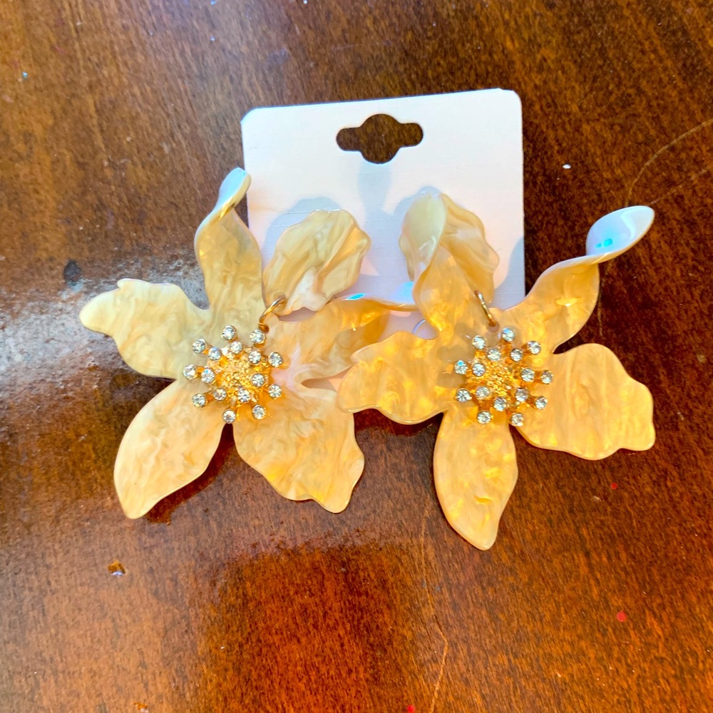 Gold flower statement earrings